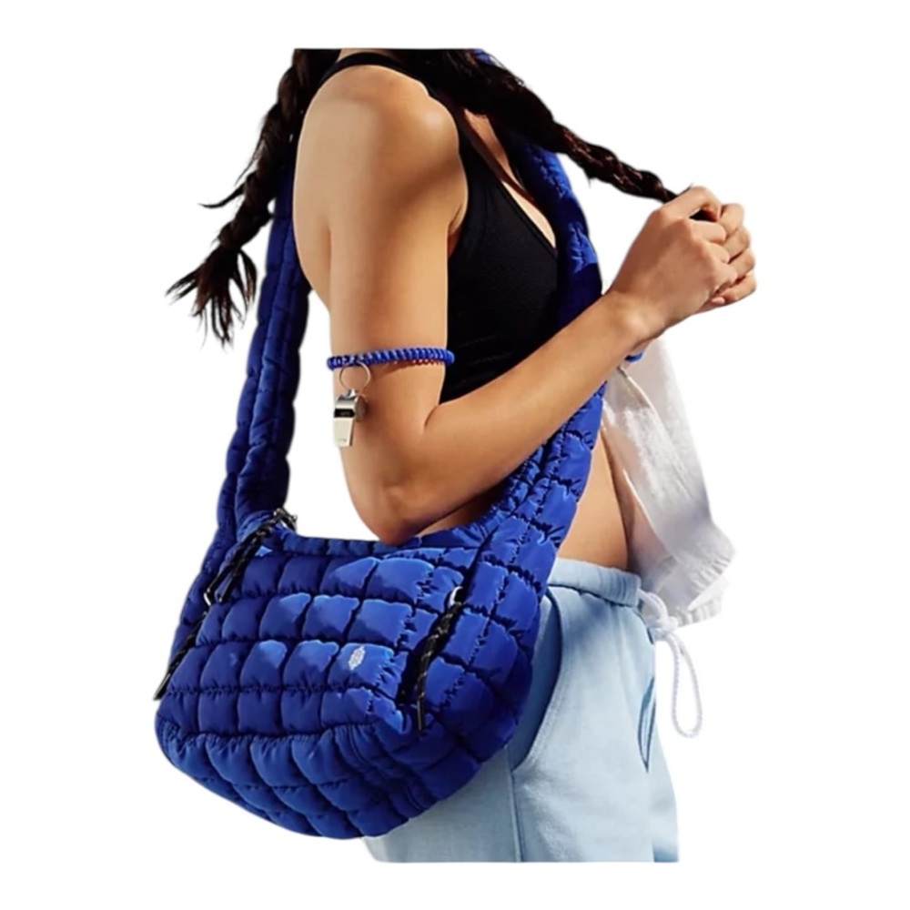 FP Movement Two Pieces Blue Quilted Crossbody/Shoulder Bag and matching Mini Bag - Picture 7 of 13